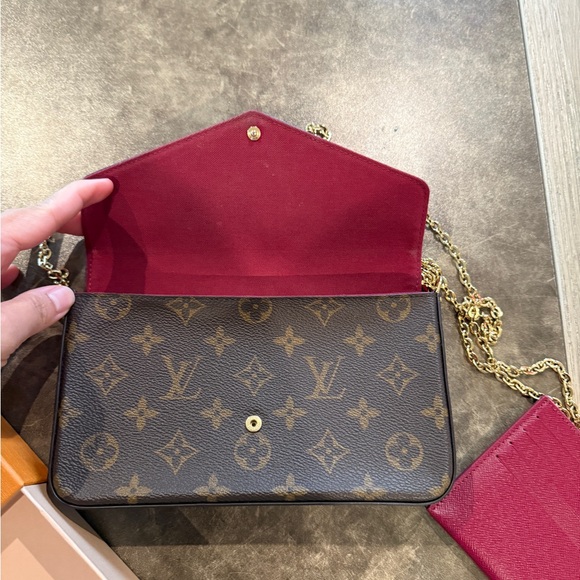 Louis Vuitton Brown Monogram Wallet with Gold Chain - Picture 1 of 5